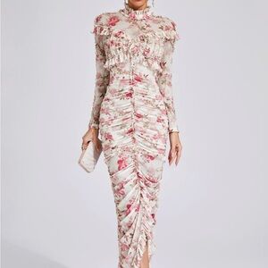 Elegant Floral Long Sleeve Dress